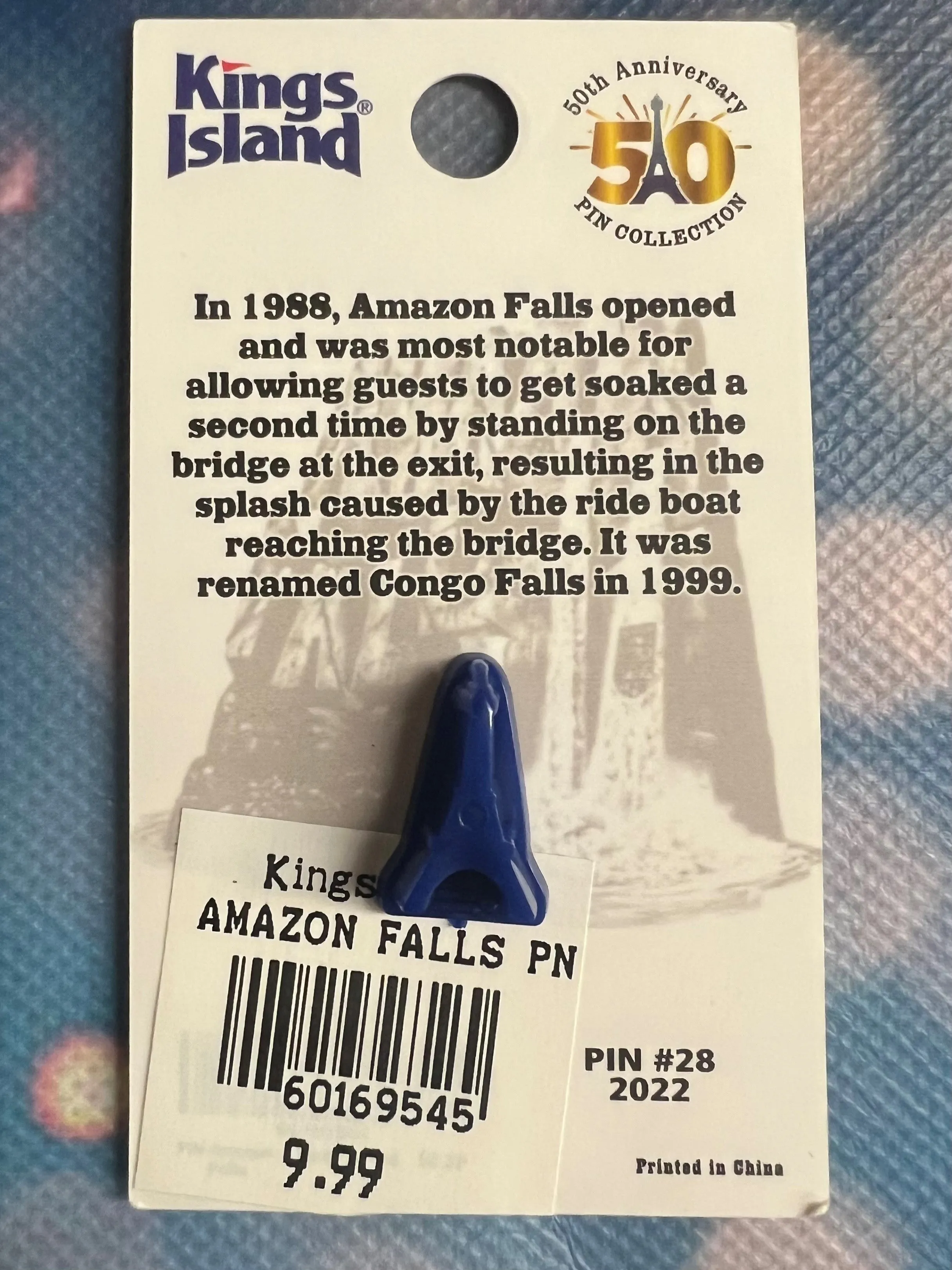 Kings Island 50th Anniversary Pin # 28 – Amazon Falls