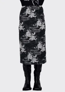 KWAIDAN EDITIONS AW22WS047W_JC JACQUARD PENCIL SKIRT VINTAGE WRITINGS