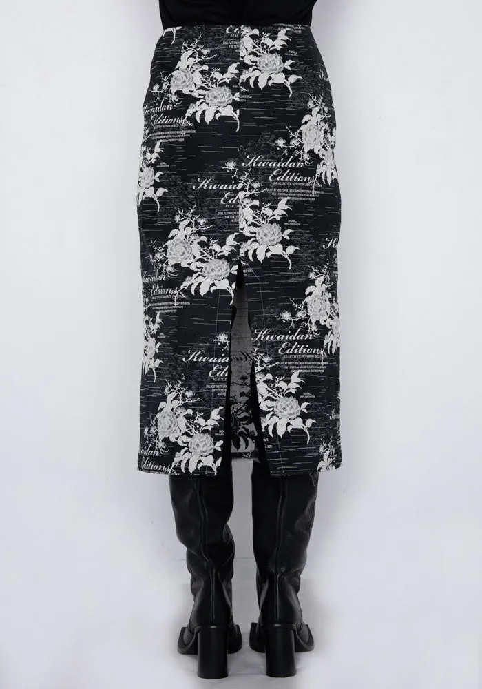 KWAIDAN EDITIONS AW22WS047W_JC JACQUARD PENCIL SKIRT VINTAGE WRITINGS