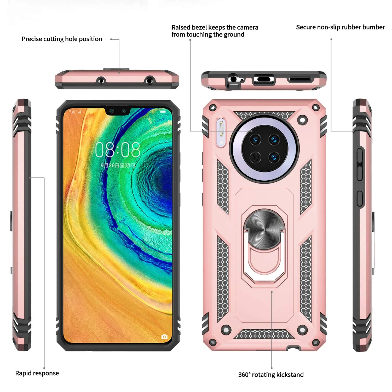 LeYi for Huawei Mate 30 Case with Magnetic Ring Holder, Full Body Protective [Military Grade] Silicone TPU Personalised Shockproof Armour Phone Cover