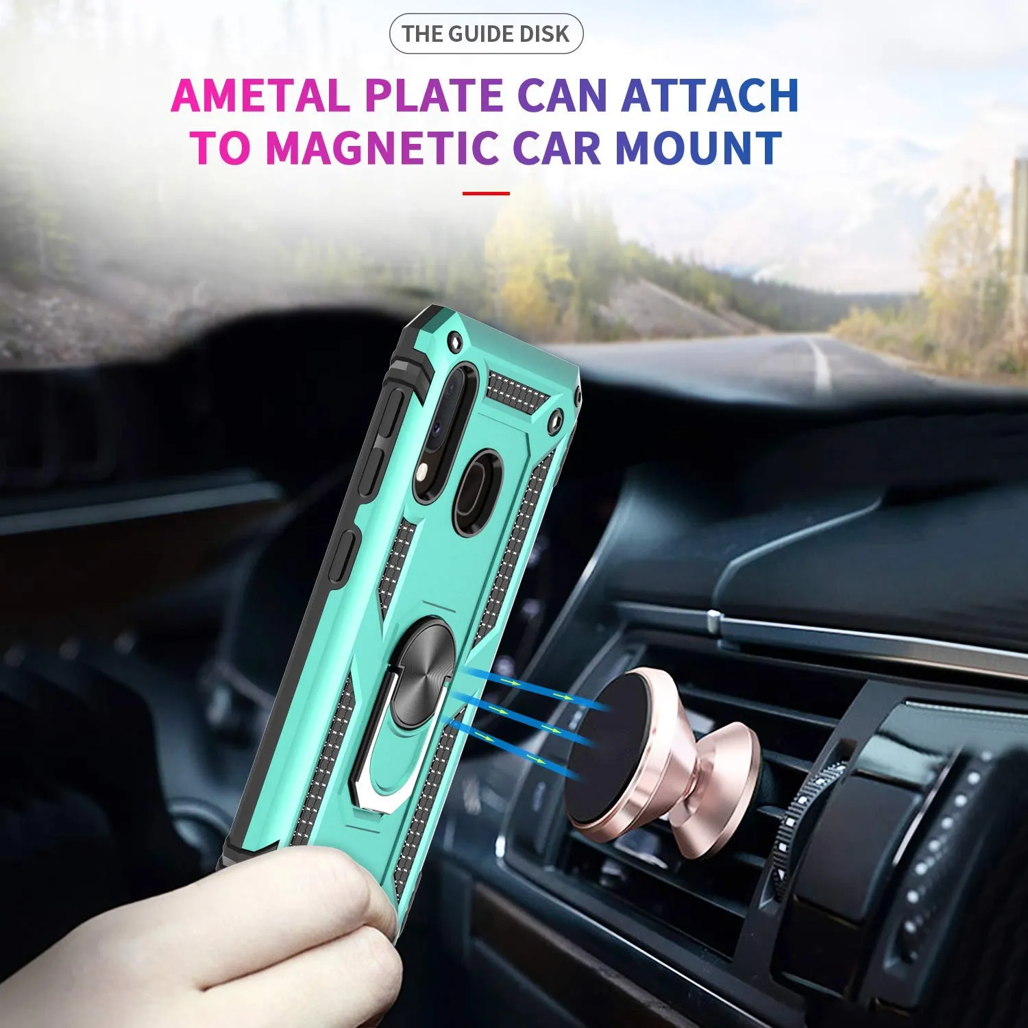 LeYi Samsung Galaxy A20/ A30 Case with Tempered Glass Screen Protector, [Military Grade] Magnetic Car Ring Holder Mount Kickstand Defender Protective