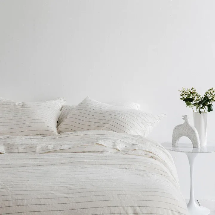 LINEN DUVET COVER SET | PENCIL STRIPE