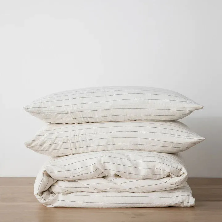 LINEN DUVET COVER SET | PENCIL STRIPE