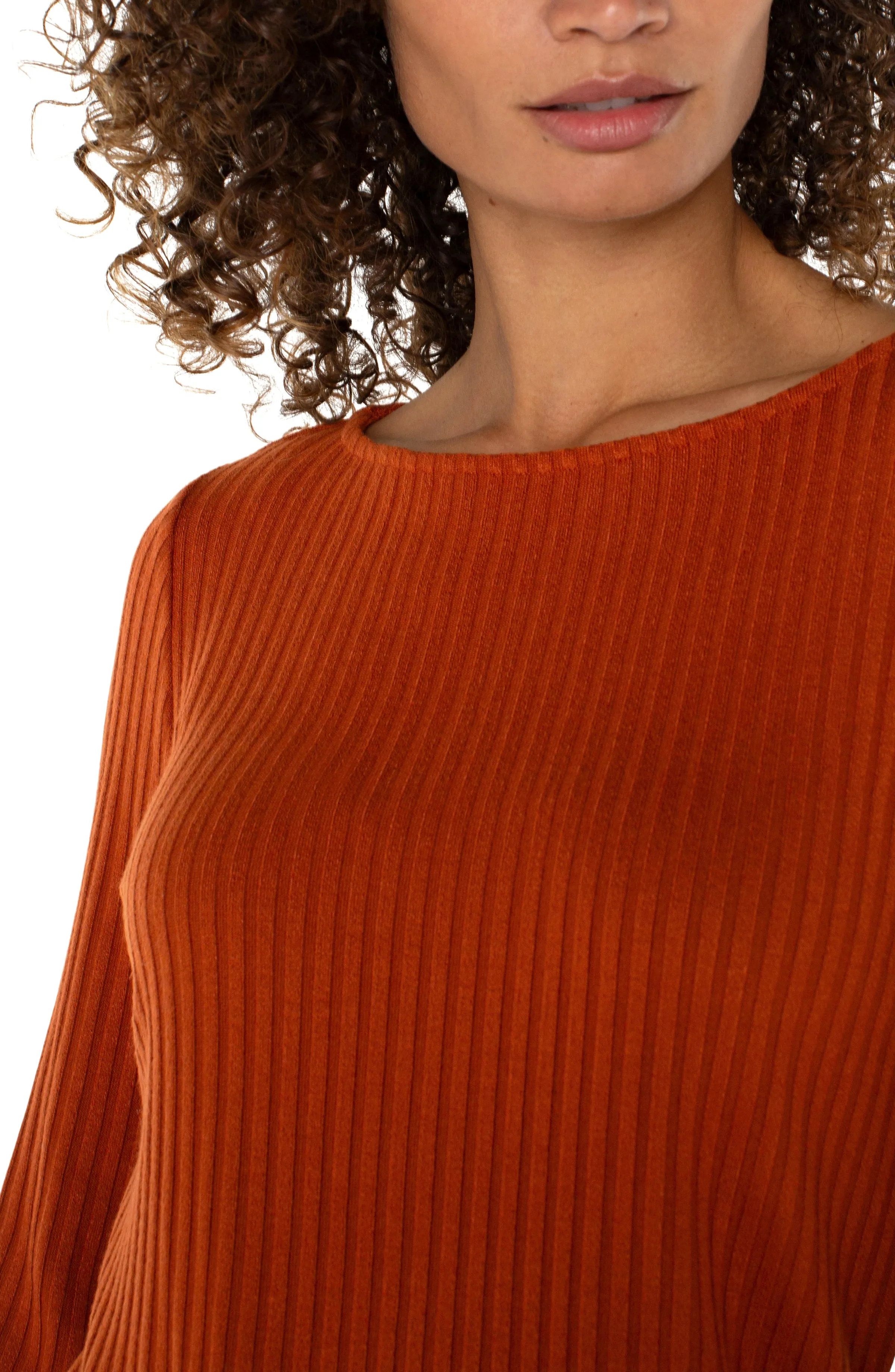 LONG SLEEVE BOAT NECK KNIT TOP