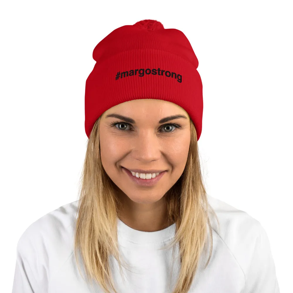 Margo's Collection - #margostrong - Black Embroidery - Pom Pom Beanie - Different hat colors available