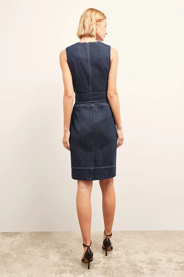 Maude Dress - Stretch Denim Suiting  :: Dark Wash