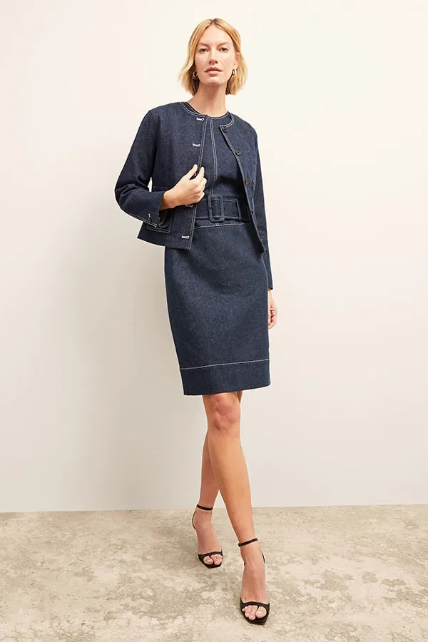 Maude Dress - Stretch Denim Suiting  :: Dark Wash