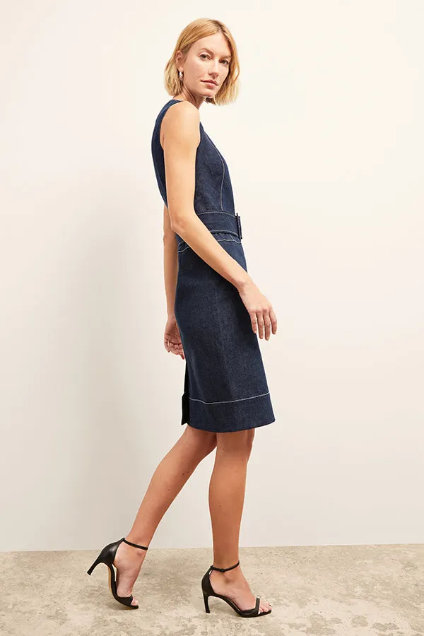 Maude Dress - Stretch Denim Suiting  :: Dark Wash