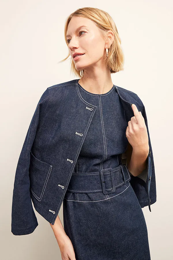 Maude Dress - Stretch Denim Suiting  :: Dark Wash