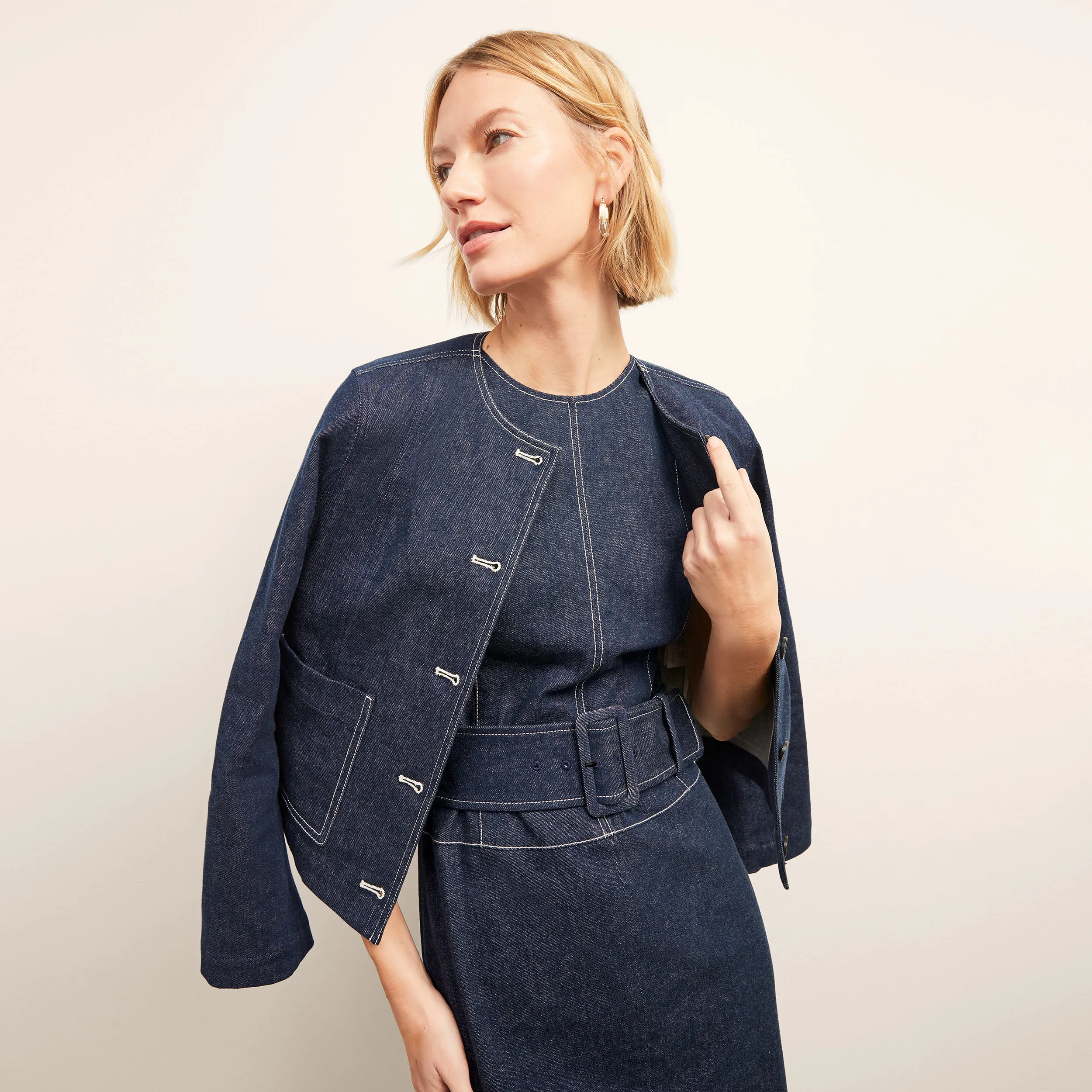 Maude Dress - Stretch Denim Suiting  :: Dark Wash