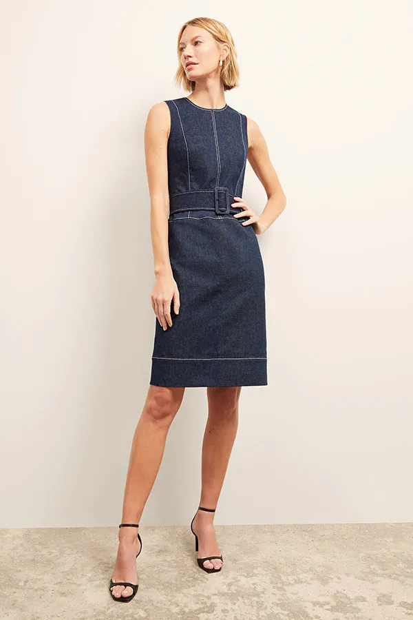 Maude Dress - Stretch Denim Suiting  :: Dark Wash