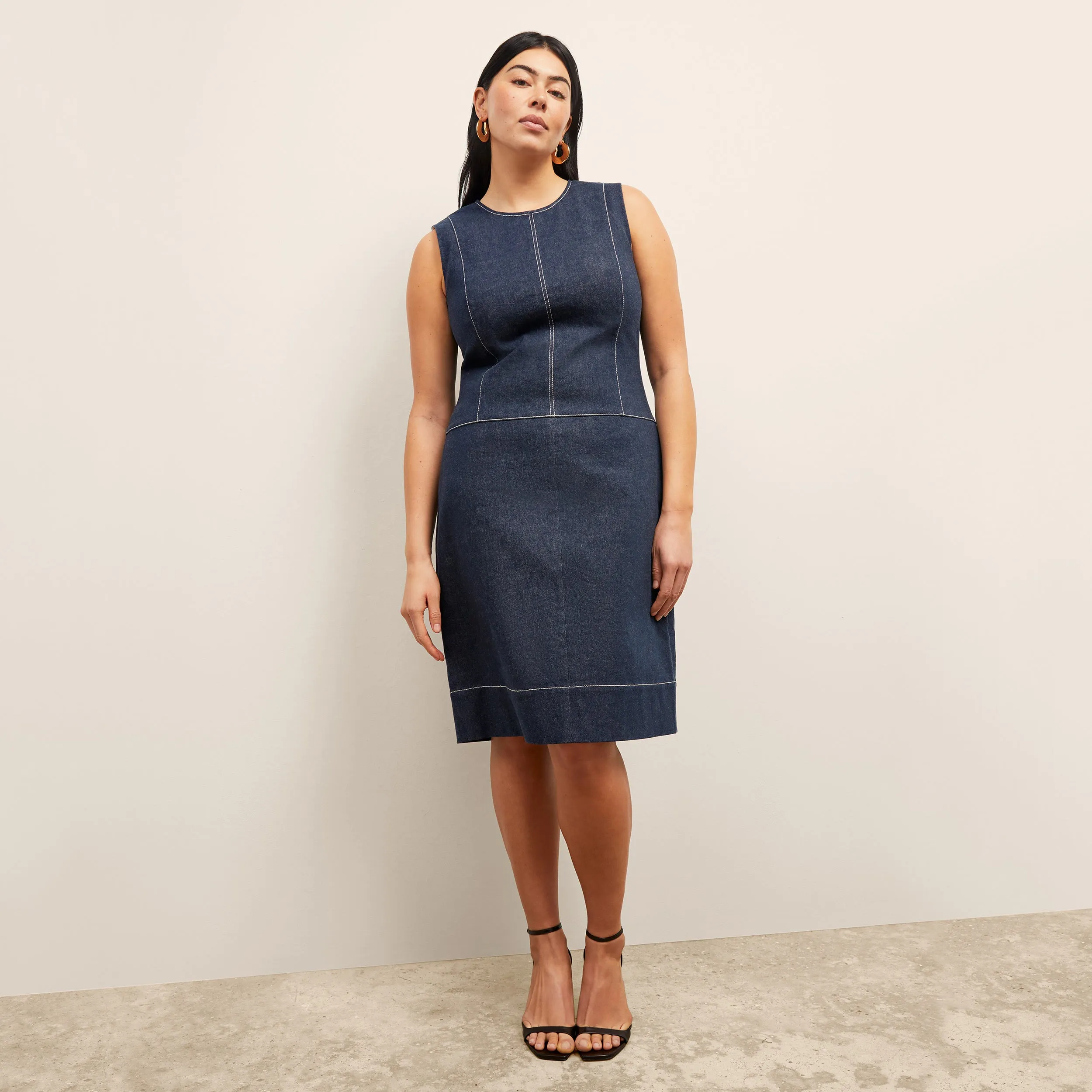 Maude Dress - Stretch Denim Suiting  :: Dark Wash