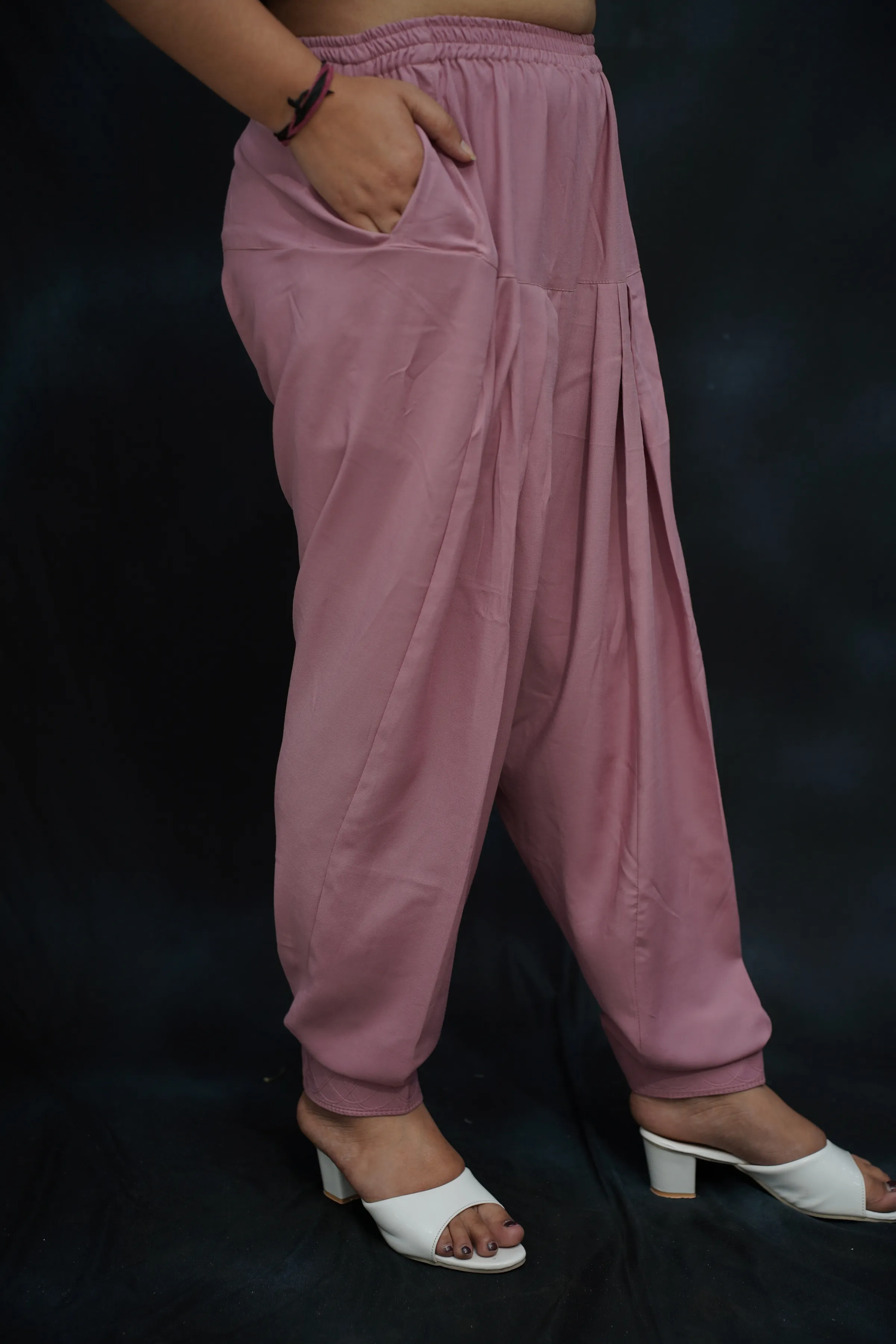 Mauve Pleated Rayon Salwar