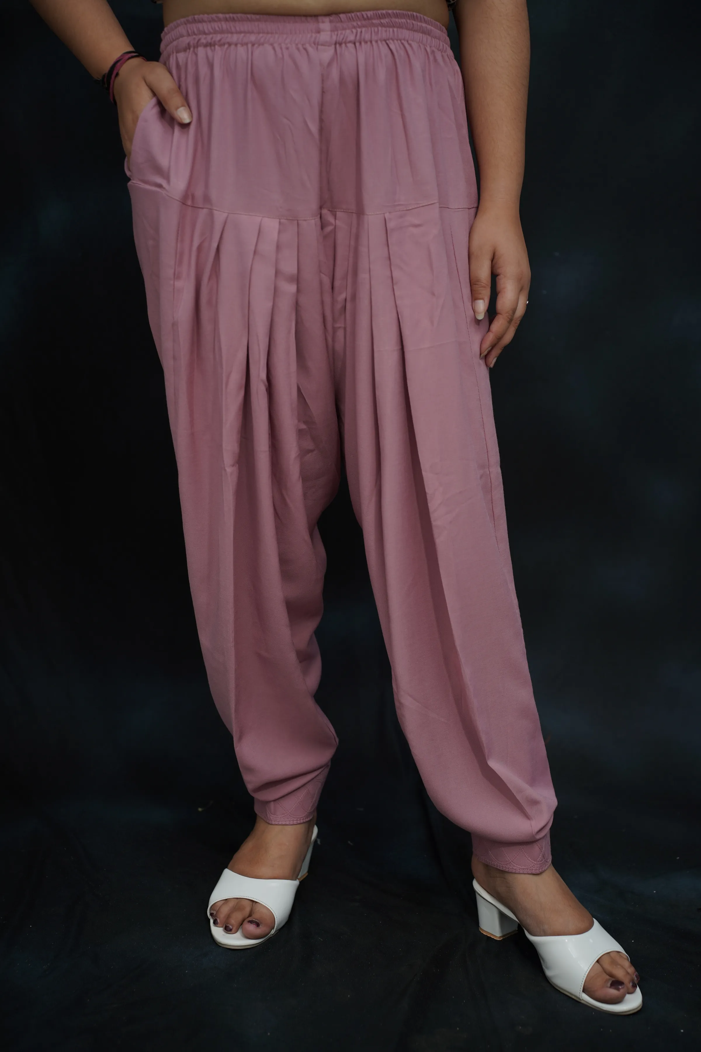 Mauve Pleated Rayon Salwar