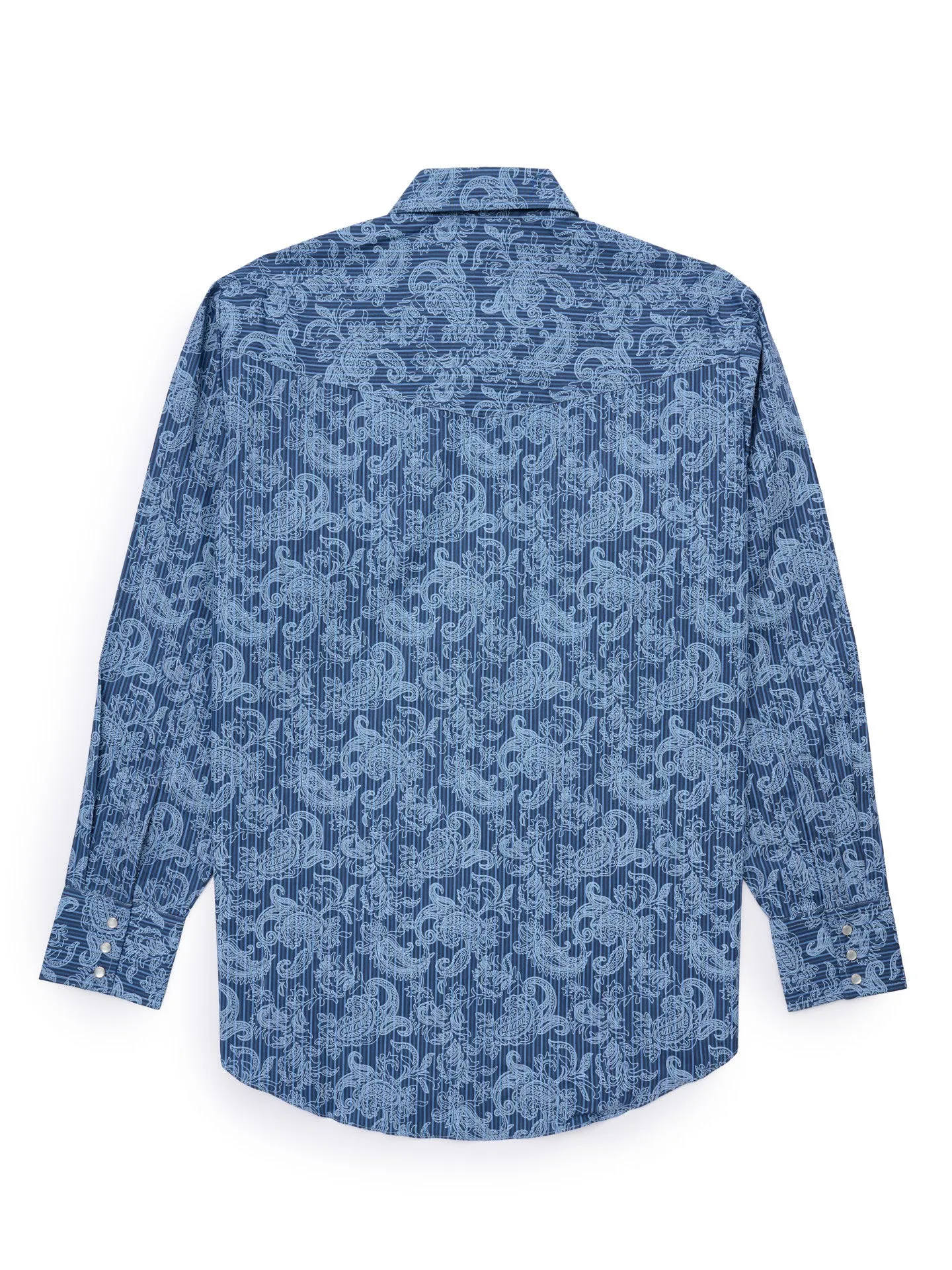 Men's Ely Cattleman Long Sleeve Paisley Print Western Snap Shirt - Denim Blue & Burgundy