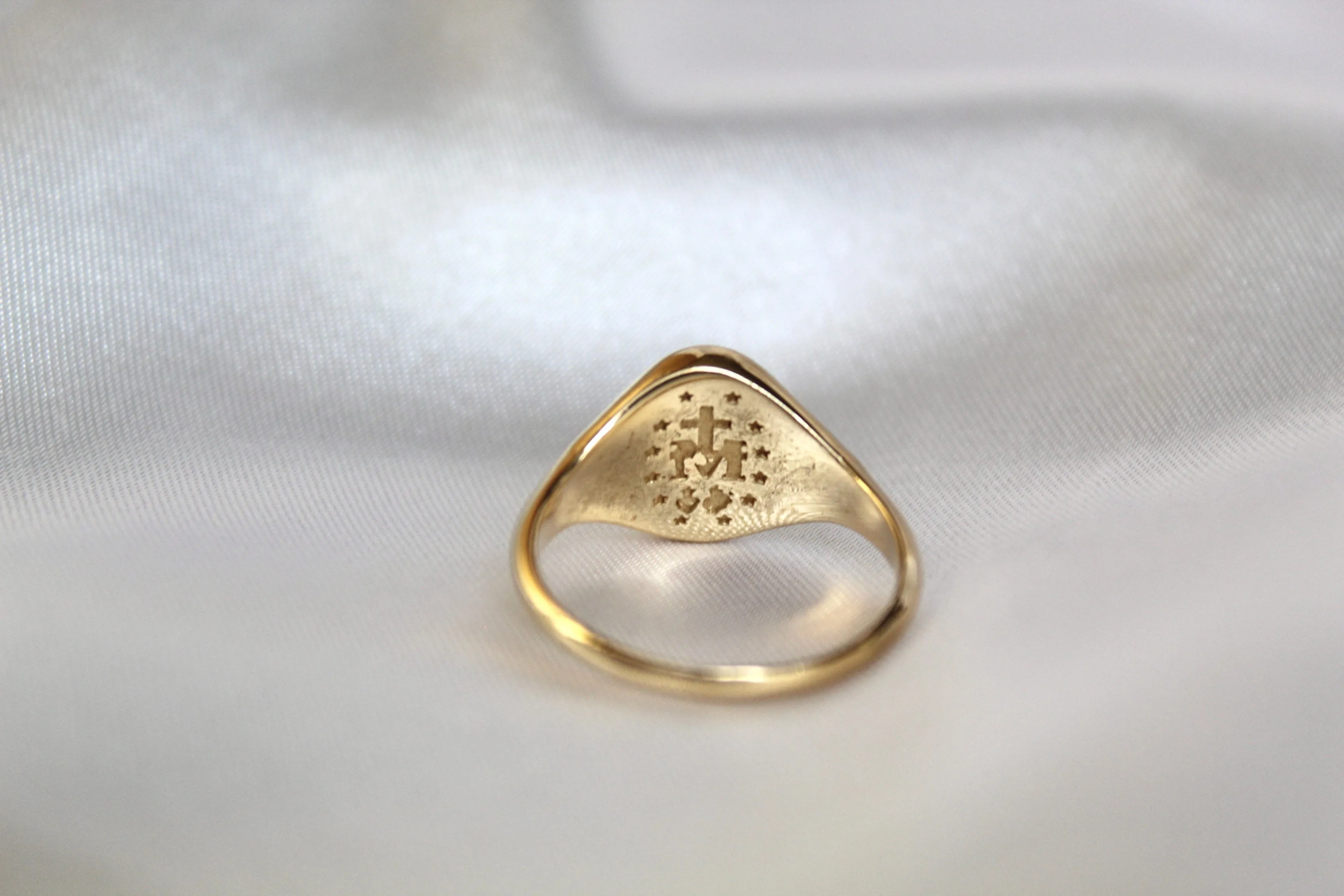 Miraculous Medal  Signet Ring in 14k Gold