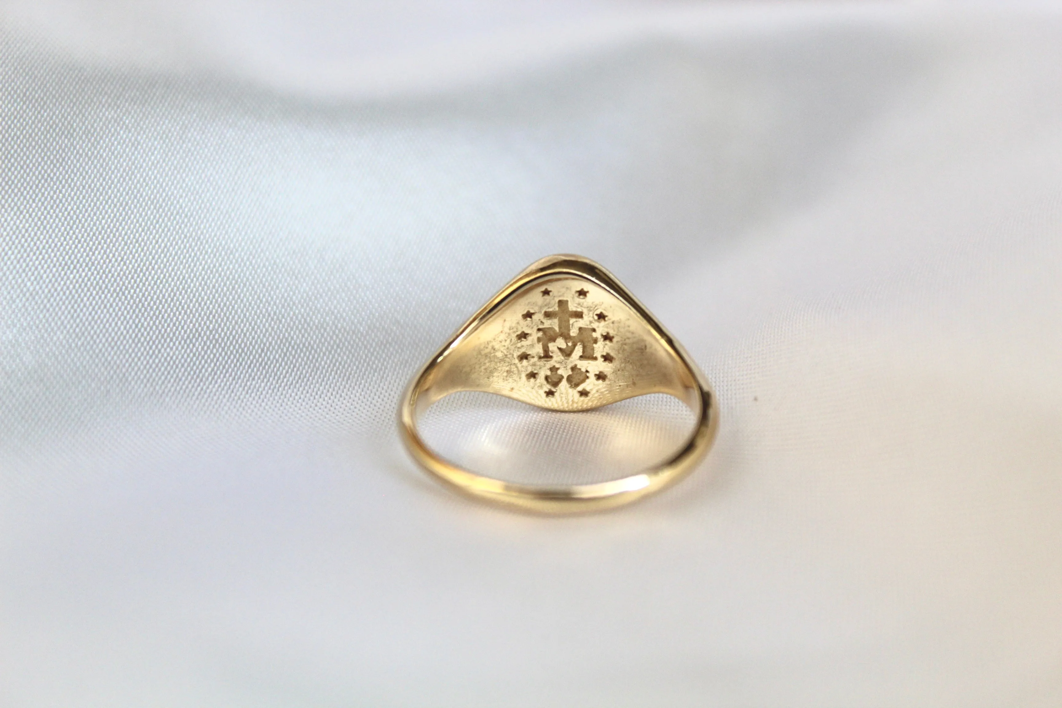 Miraculous Medal  Signet Ring in 14k Gold