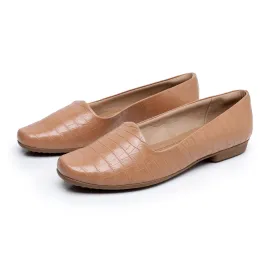 Nude Croco Flat Ladies Shoes (250.132)