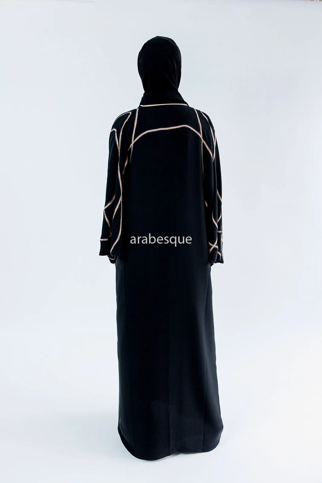 Open Butterfly Abaya with Embellished Embroidery