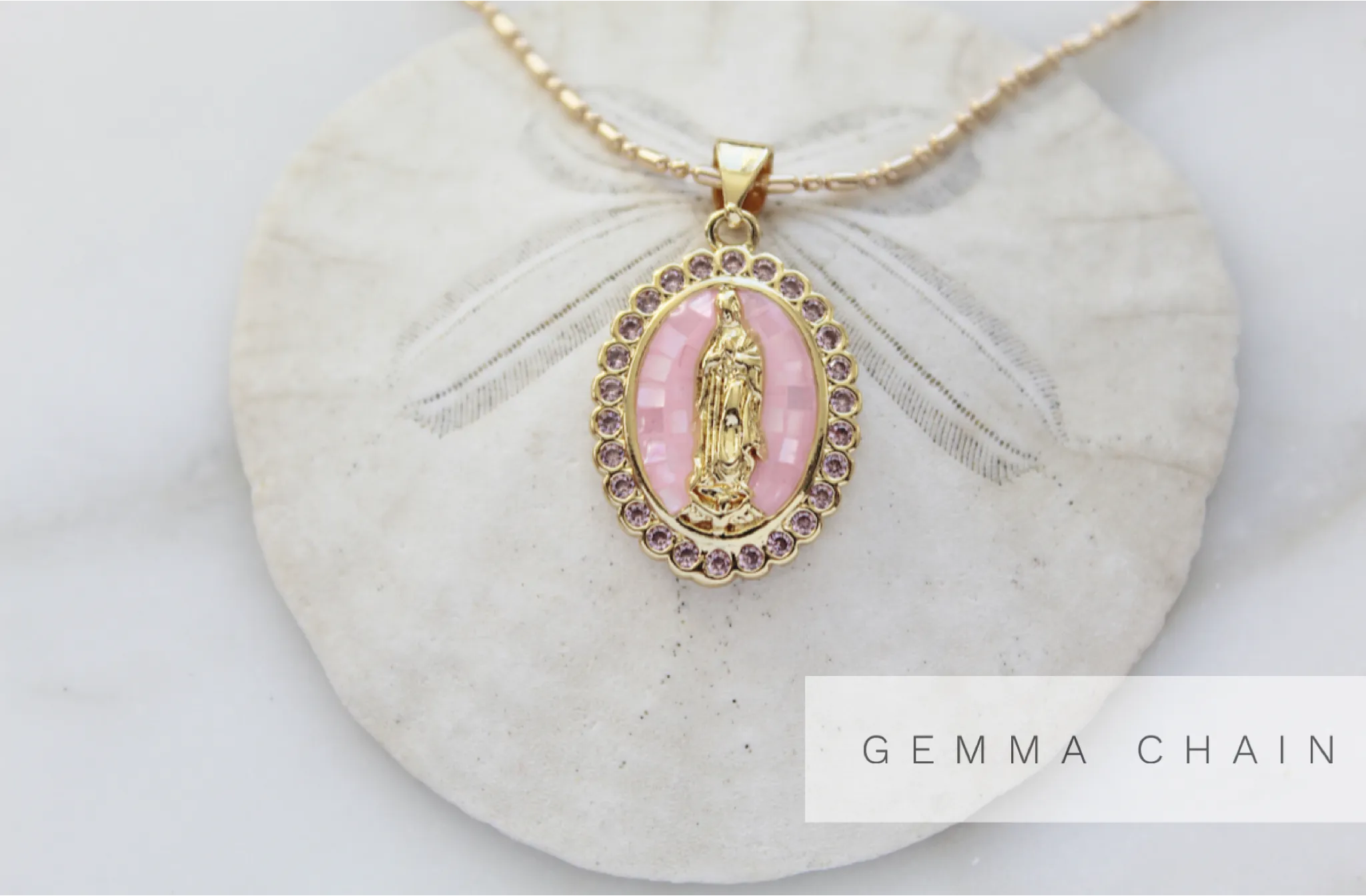 Our Lady of Guadalupe Necklace in Pink