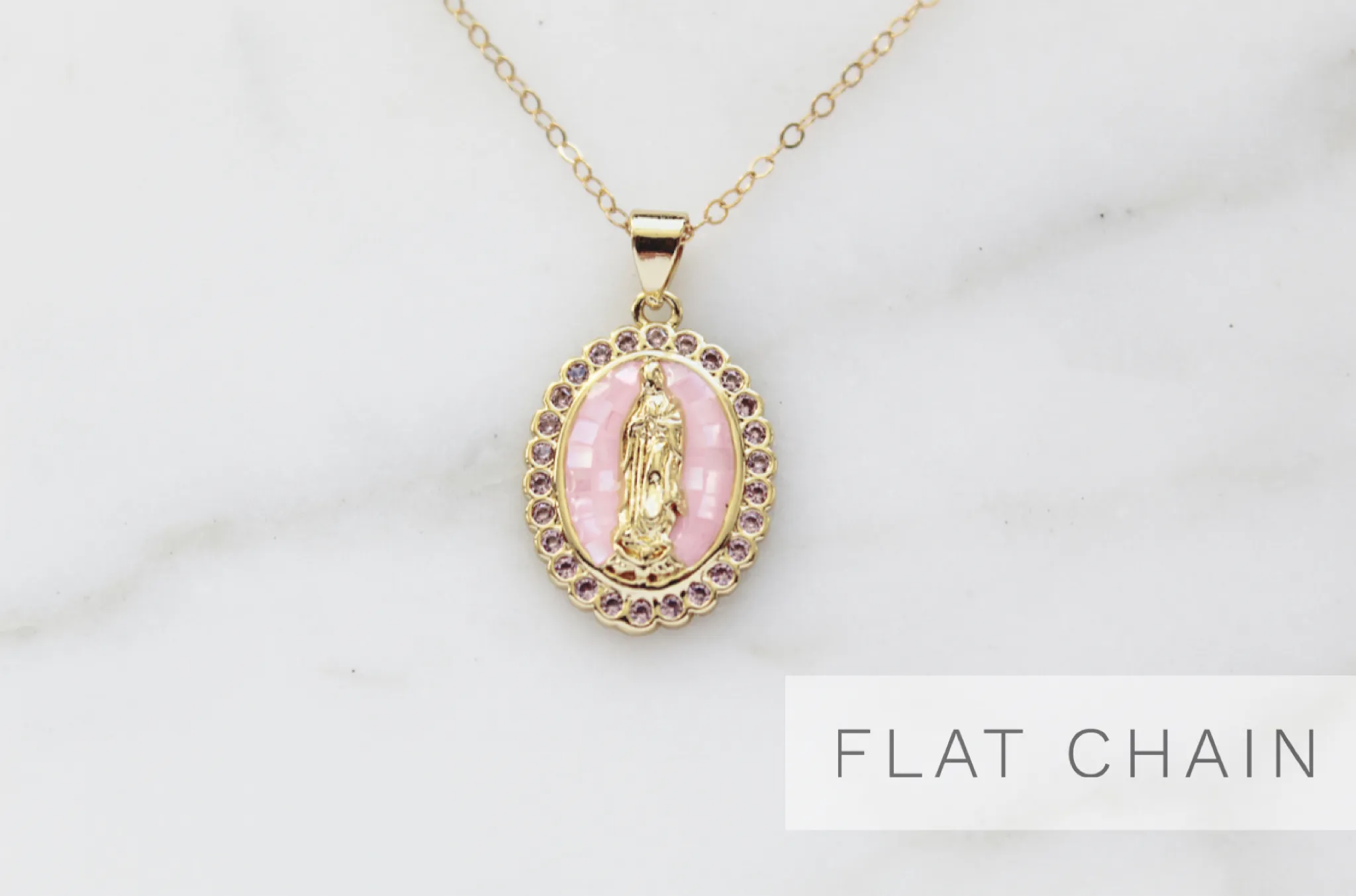 Our Lady of Guadalupe Necklace in Pink