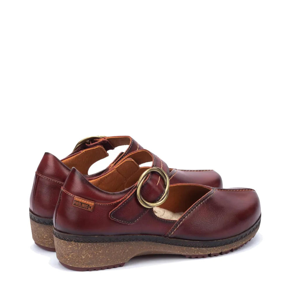 Pikolinos Women's Granada Leather Mary-Jane in Arcilla Burgundy