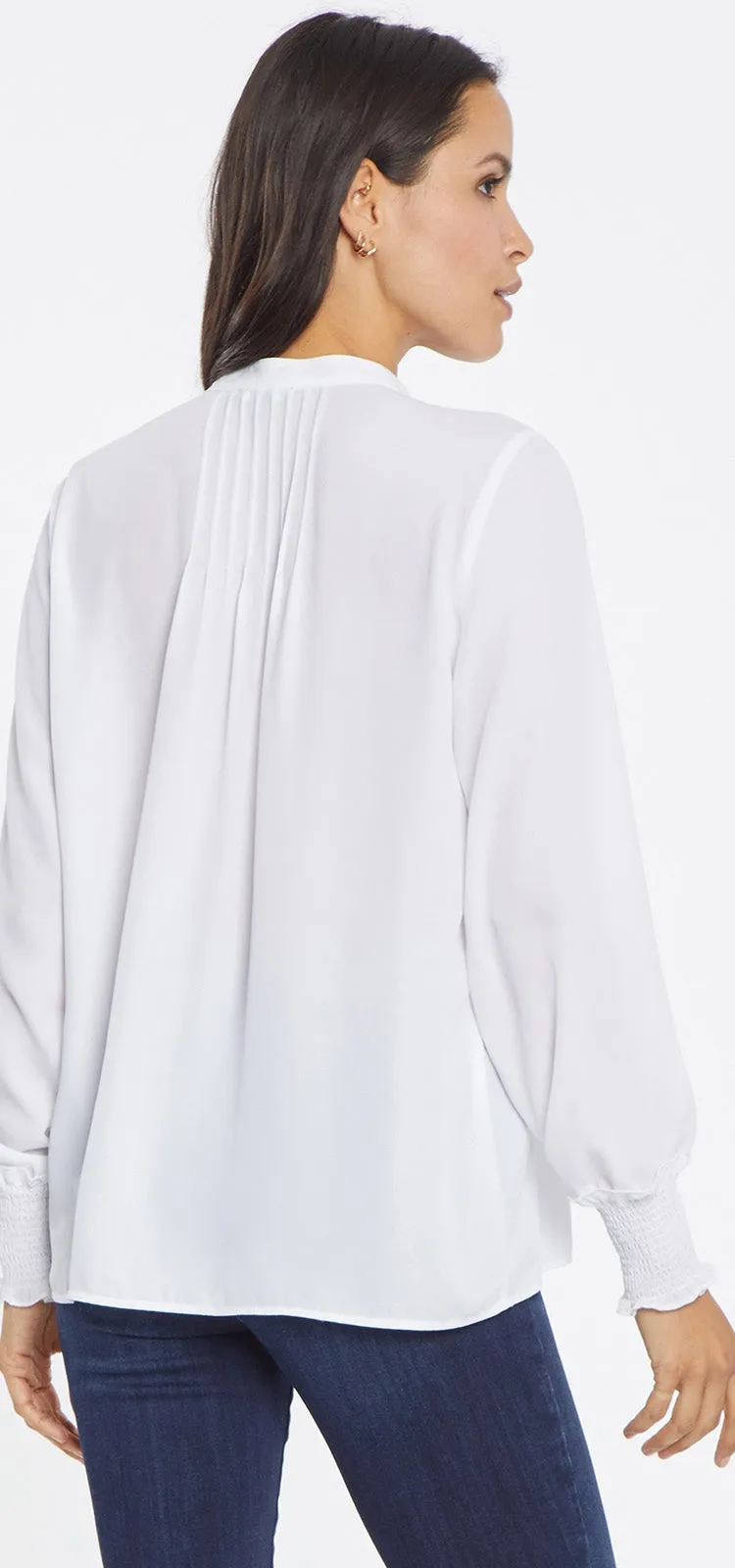 Pleated Peasant Blouse Wit | Optic White