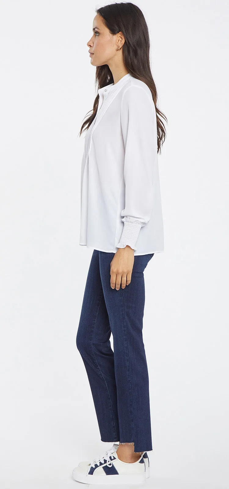 Pleated Peasant Blouse Wit | Optic White