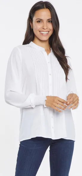 Pleated Peasant Blouse Wit | Optic White