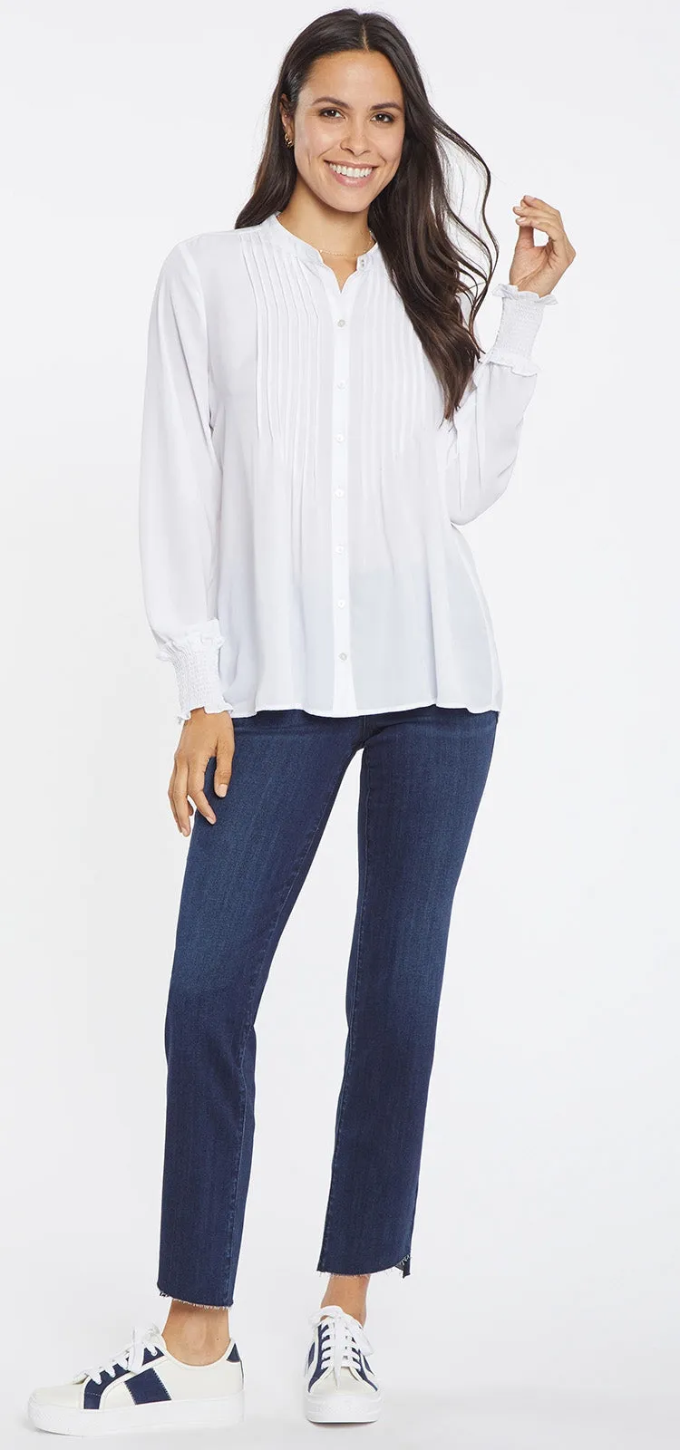 Pleated Peasant Blouse Wit | Optic White