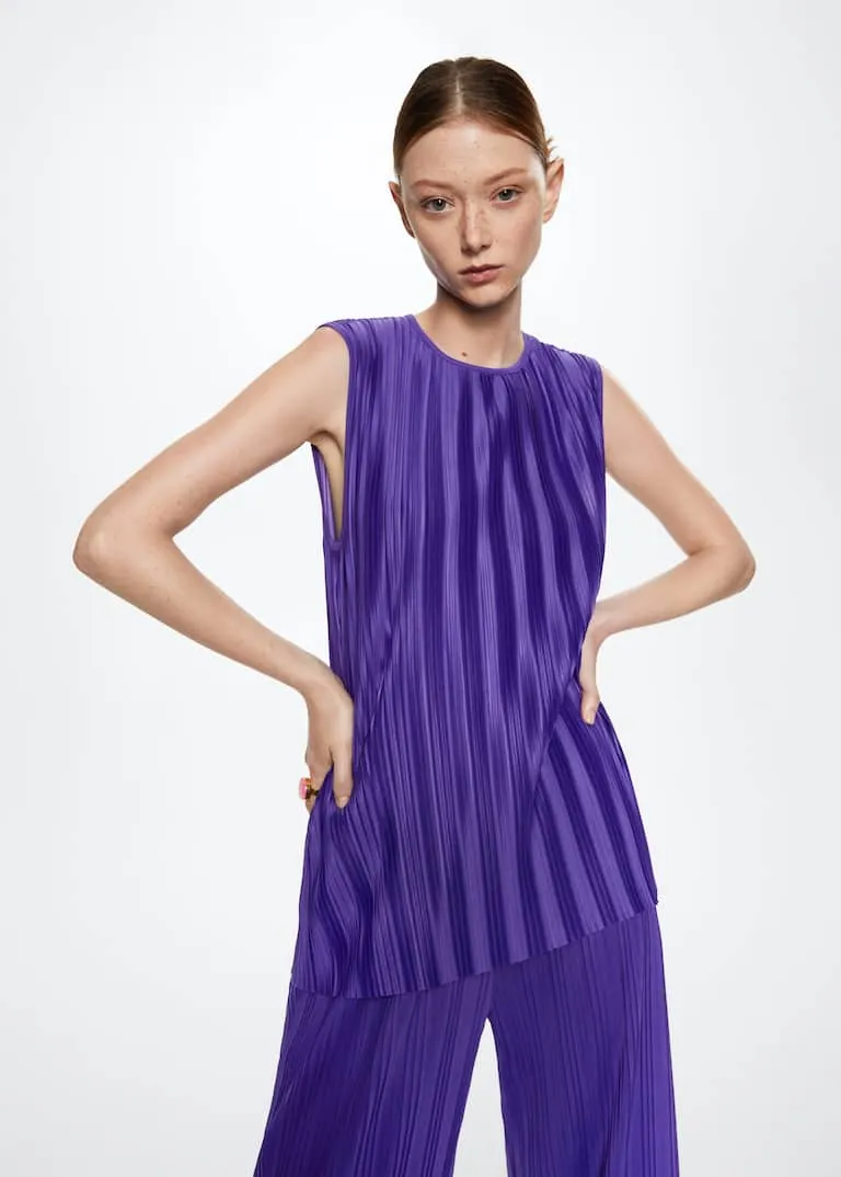 Pleated satin top