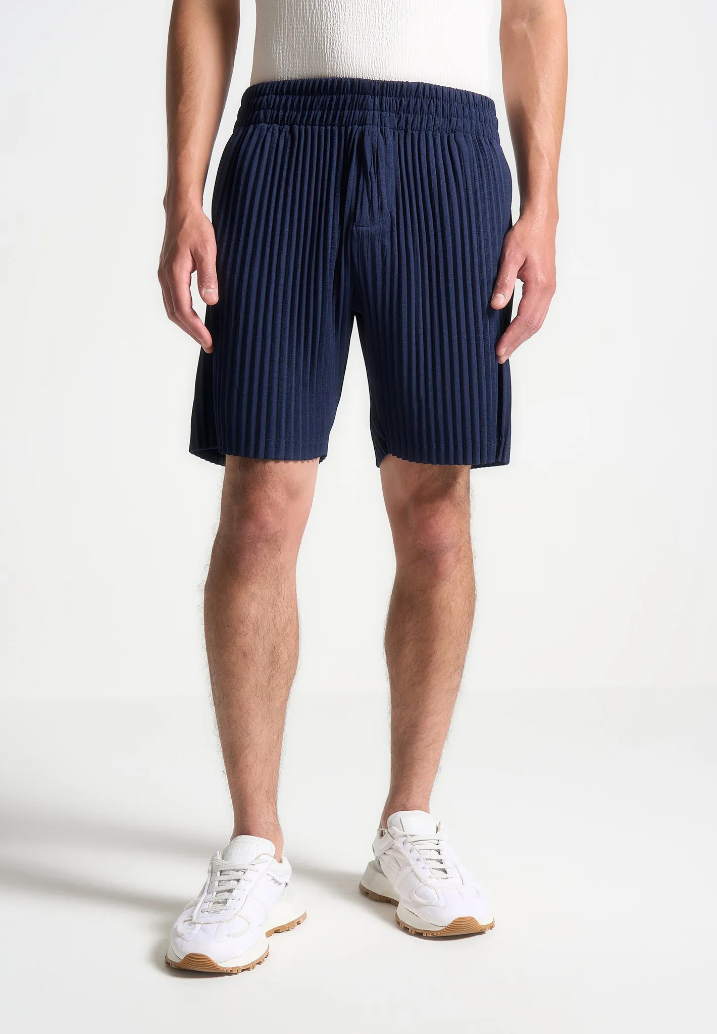 Pleated Shorts - Navy