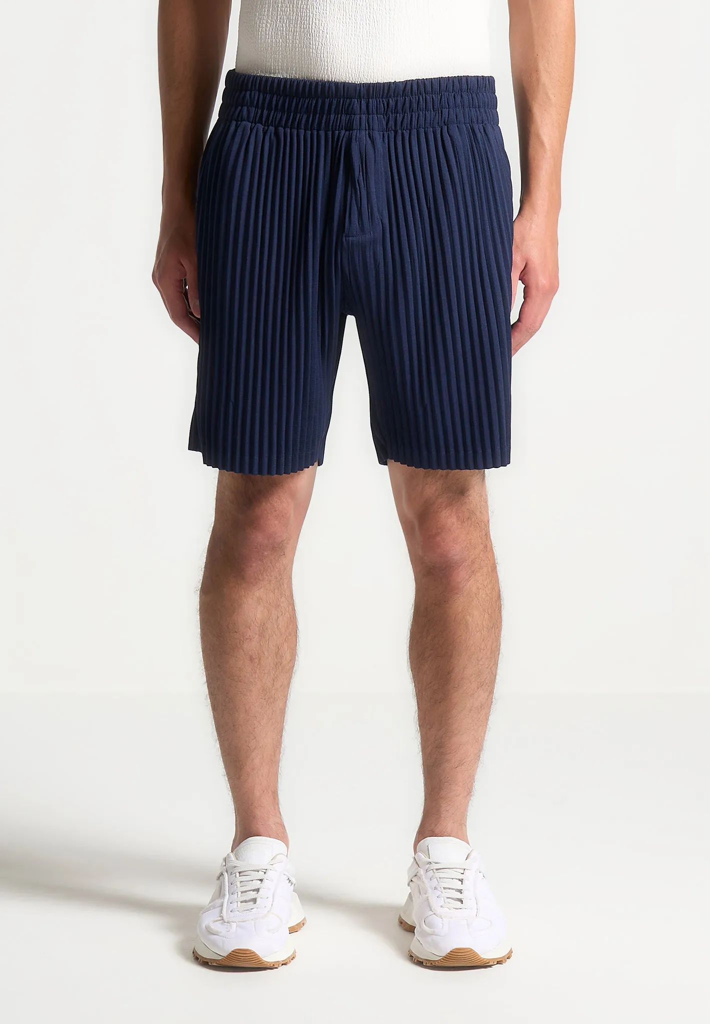 Pleated Shorts - Navy