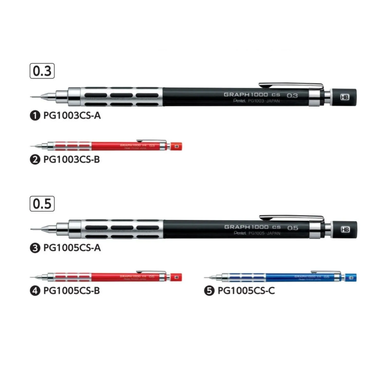 (Pre-Order) PENTEL Graph 1000 CS 0.3mm 0.5mm HB drafting mechanical pencil PG1003CS PG1005CS Z2-1N