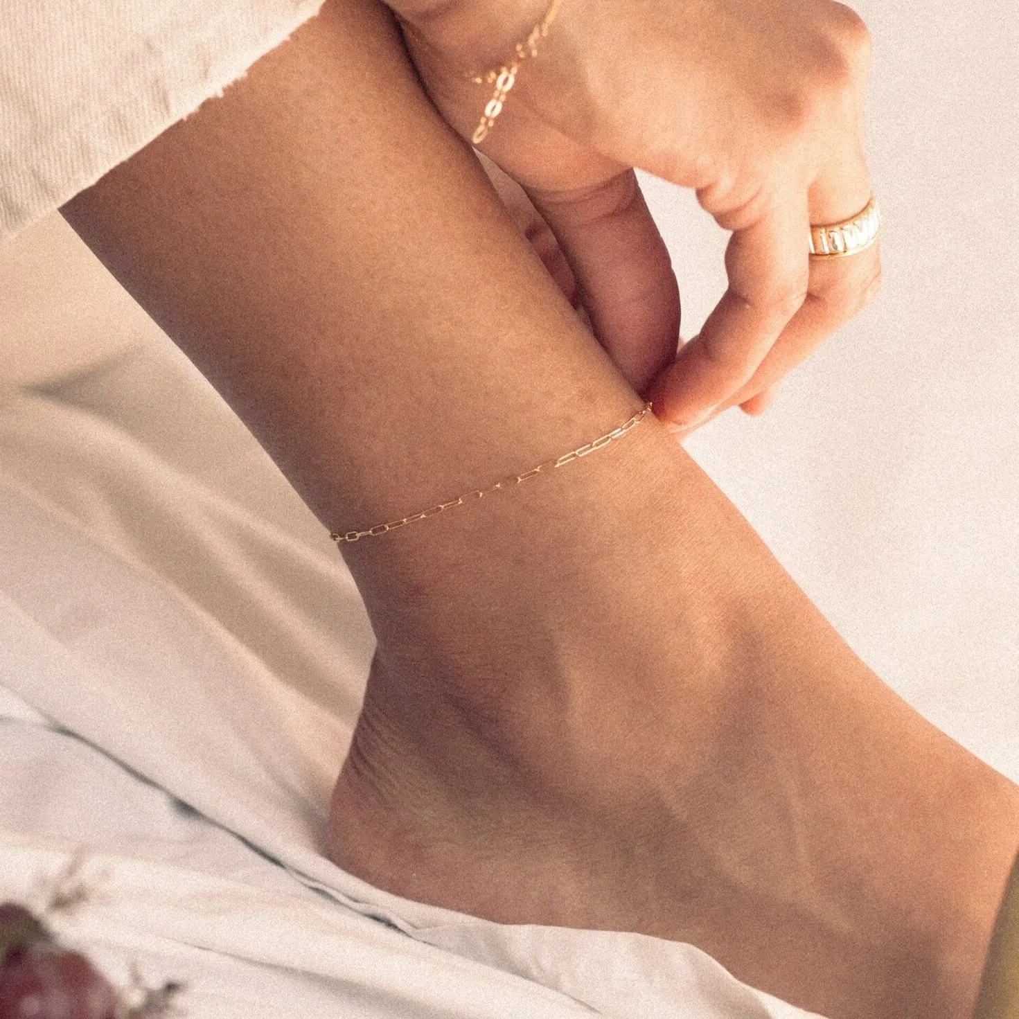 Square Link Gold Anklet