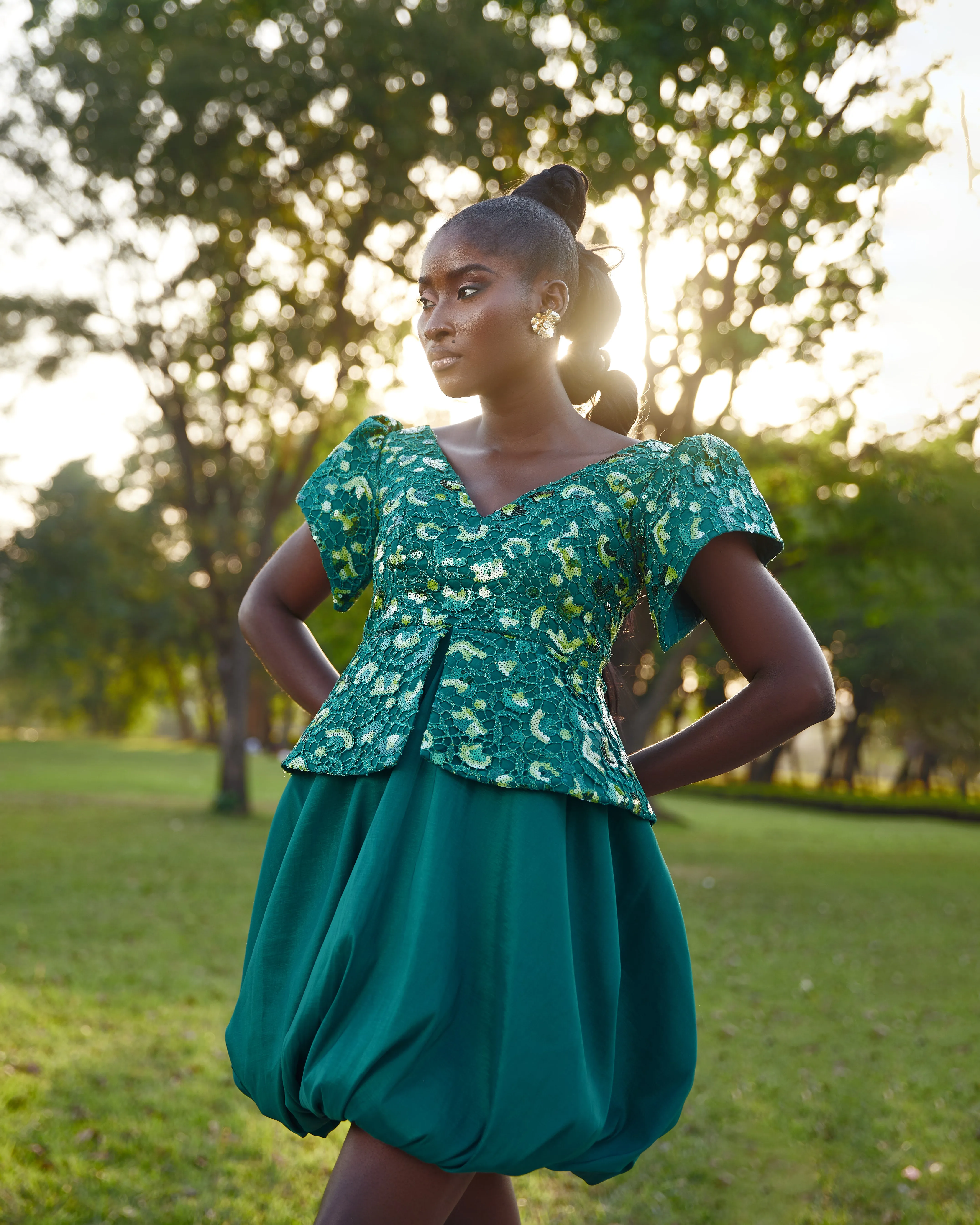 Terra Pleated Balloon Dress