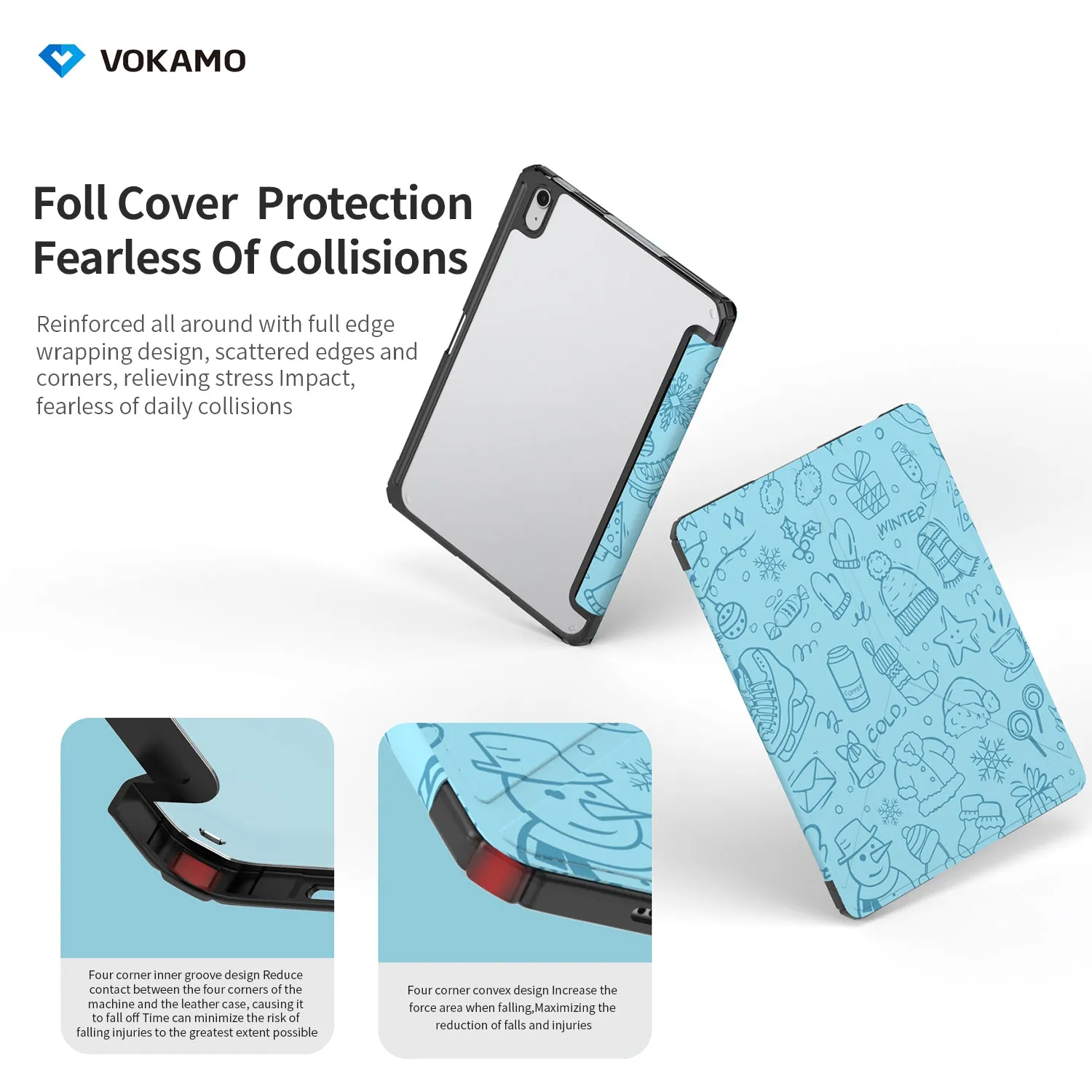 VOKAMO iPad Stand Case for iPad 10.9 " (2022)  Tablet Stand Case Cover with Pencil Holder for iPad 10th Case