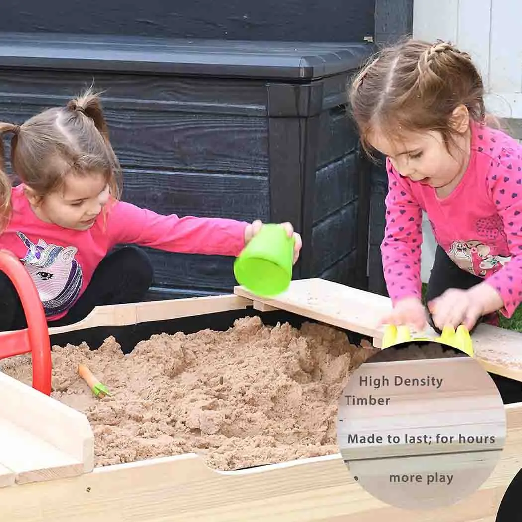 Wooden Car Sandpit with Weatherproof Cover